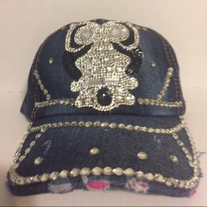 ♥️  Blue Jean Studded Baseball Cap Bling Hat